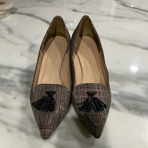 JCrew plaid tassel shoes